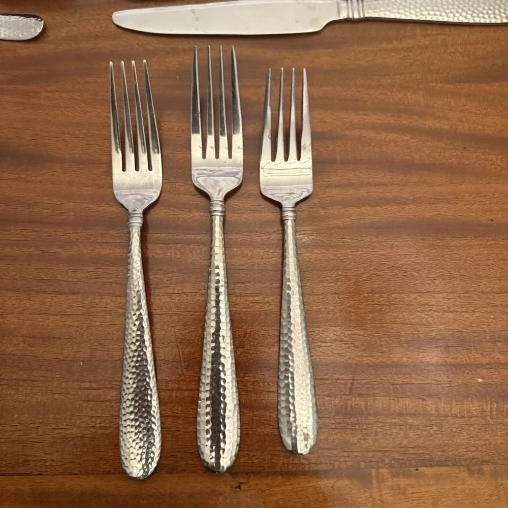 58-Piece Hammered Stainless Steel Flatware Set – Towle Logan + Unbranded MIx Lot